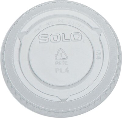 Solo PL4N No-Slot Cold Cup Lid, Fits 3-1/4oz. - 5-1/2oz. Cups, Clear, 2500/Pack
