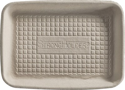 Chinet® FADER Food Tray, Beige, 5/8(H) x 8(W) x 5(D)