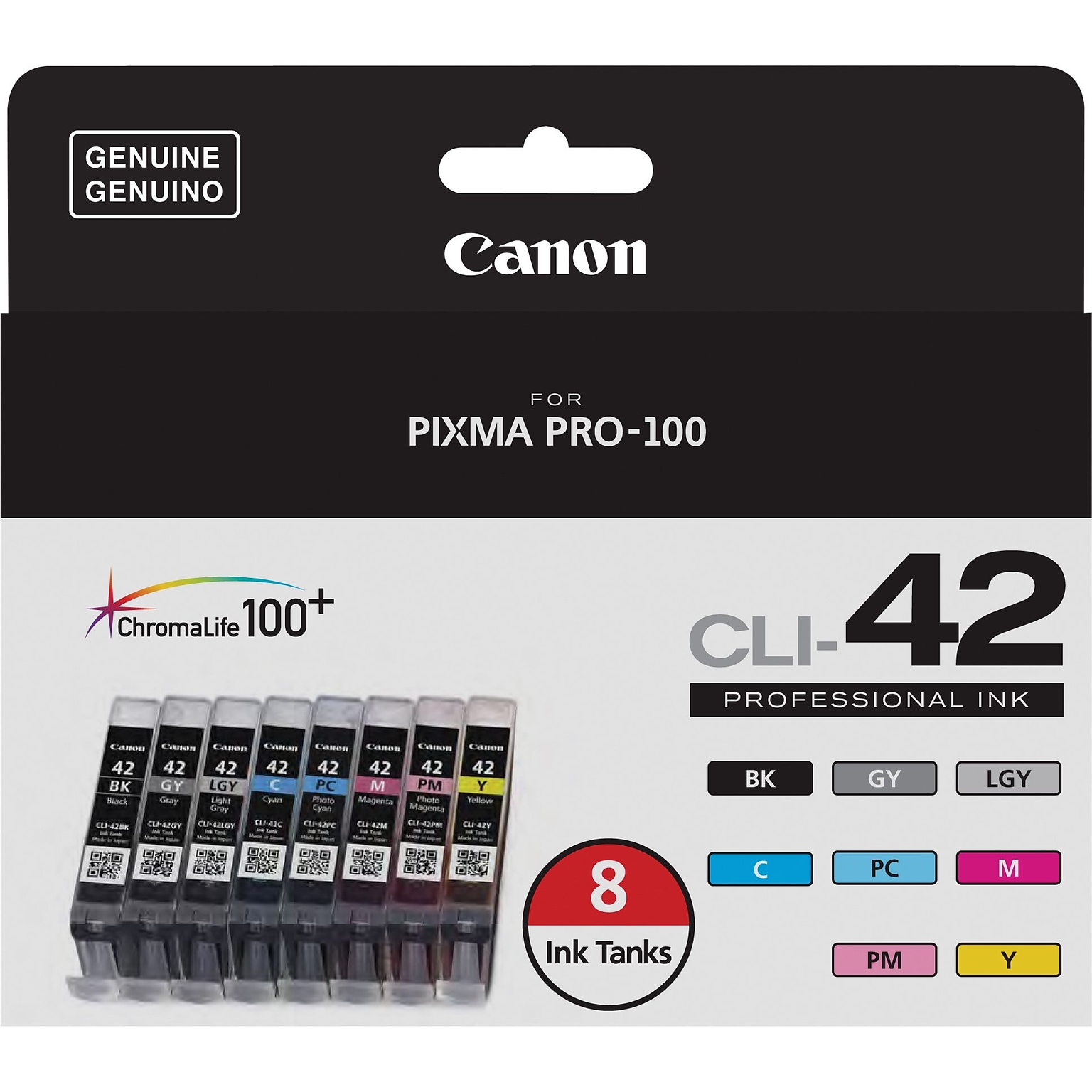 Canon 42 Color Assortment Standard Yield Ink Cartridge, 8/Pack (6384B007)