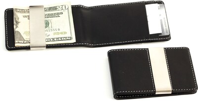 Bey-Berk BB181 Leather Wallet With Credit Card/ID Slots and Money Clip, Black