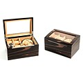 Bey-Berk BB621 Lacquered Ebony Burl Wood 2 Watch Winder