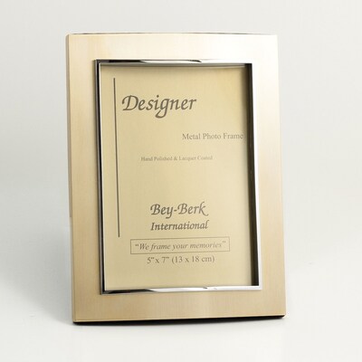 Bey-Berk BF191-11 Metal Picture Frame, Sanitized Gold, 7(H) x 5(W)