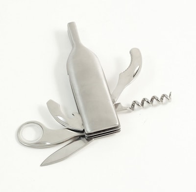 Bey-Berk Multifunctional Bottled Shaped Stainless Steel Corkscrew/Bottle Opener (BS952)