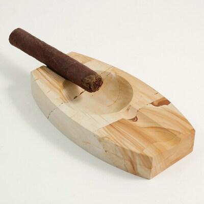 Bey-Berk C306 Oval Solid Marble Two Cigar Ashtray, Natural