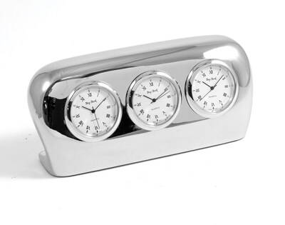 Bey-Berk CM777 Silver Plated Triple Time Zone Salzburg Clock