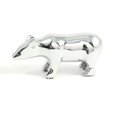 Bey-Berk D023 Chrome Plated Bear Paperweight, Silver