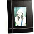 Bey-Berk D1319 Black Leather Picture Frame With Easel Back, 4 x 6