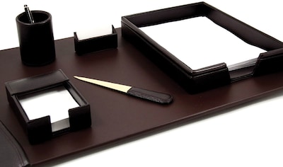 Bey-Berk 6 Piece Leather Desk Set, Brown (D2001)