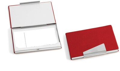 Bey-Berk D259 Leather Business Card Case With Aluminum Trim, Red