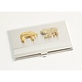 Bey-Berk D261 Silver Plated Business Card Case With Gold Plated Accents, Stock Market