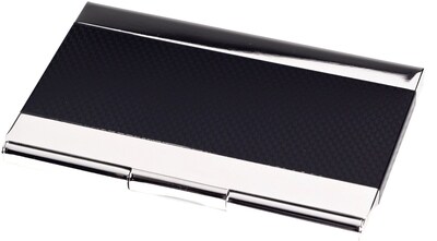 Bey-Berk Nickel Plated Business Card Case with Black Anodized Trim (D269B)