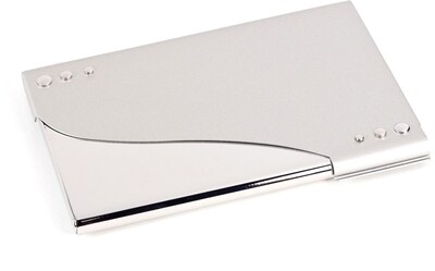 Bey-Berk D270 Silver Plated Business Card Case With Satin Trim