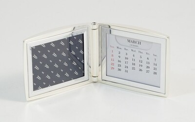 Bey-Berk D599 Silver Plated Perpetual Calendar and Picture Frame With Sold Back, 2 x 3