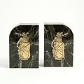 Bey-Berk R10F Golf Bookends, Green Marble, Gold Plated Finish