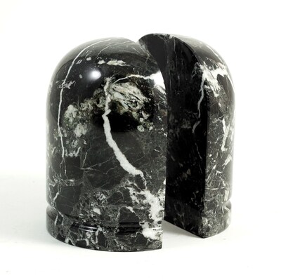 Bey-Berk R10R Bookends, Black Zebra Marble, Glossy Finish