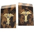 Bey-Berk R11M Medical Bookends, Solid Marble, Gold Plated Finish