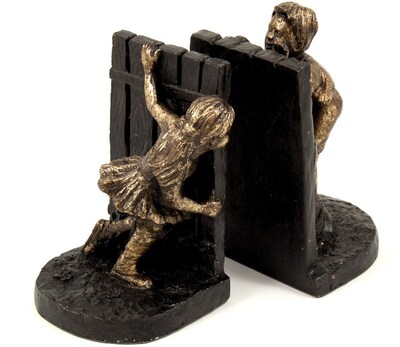 Bey-Berk R11O Peek-A-Boo Bookends, Cold Cast Metal