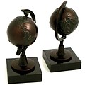 Bey-Berk R15N Globe Bookends, Cast metal and Marble Base, Bronzed