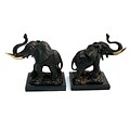 Bey-Berk R18P Elephant Bookends, Brass and Wood, Bronzed