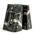 Bey-Berk R19L Fancy Beveled Legal Scale Bookends, Black Zebra Marble, Silver and Mirror Finish