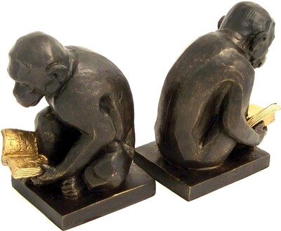 Bey-Berk R19Y Monkey Bookends, Brass, Bronzed