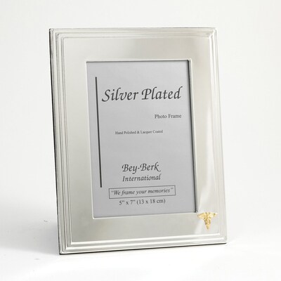Bey-Berk SF107-11 Silver Plated Picture Frame, 5 x 7, Dental