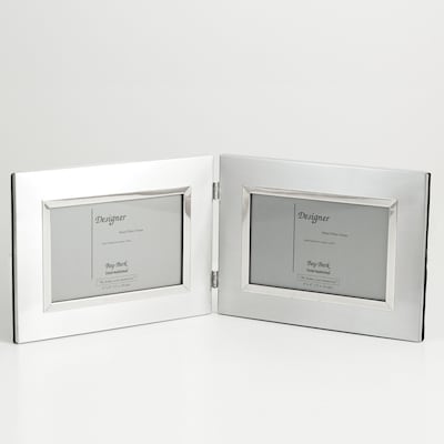 Bey-Berk SF177-09 Brushed Metal Double Picture Frame, 4 x 6