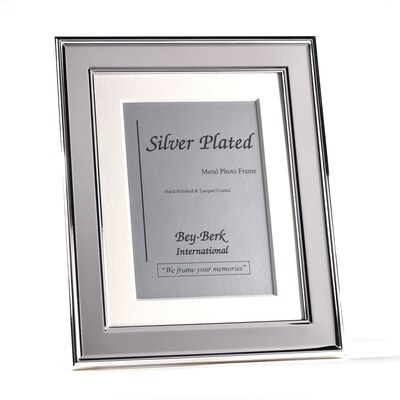 Bey-Berk SF198-11 Silver Plated With Matting Picture Frame, 5 x 7
