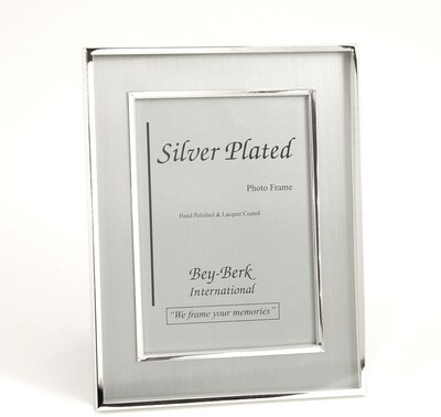 Bey-Berk SF203-09 Silver Plated Brushed Picture Frame, 4 x 6
