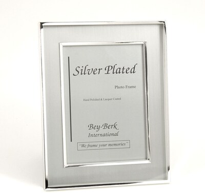 Bey-Berk SF203-12 Silver Plated Brushed Picture Frame, 8 x 10