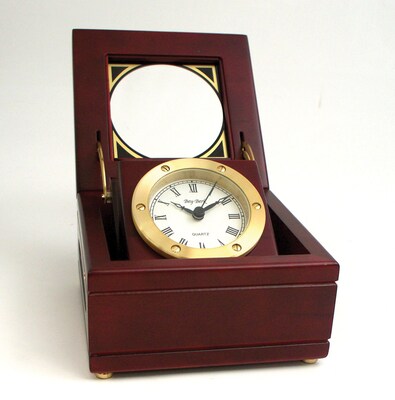Bey-Berk SQ540T Solid Brass Mahogany Gimbal Clock