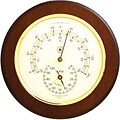 Bey-Berk WS073 Brass and Cherry Wood Thermometer/Hygrometer
