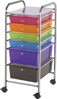 Blue Hills Studio Storage Cart W/6 Drawers, Multi, Color