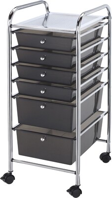 Blue Hills Studio Storage Cart W/6 Drawers, Smoke