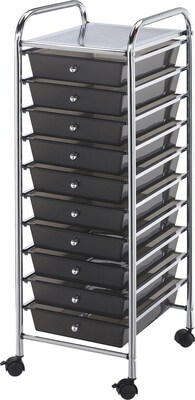 Blue Hills Studio Storage Cart W/10 Drawers, Smoke, 13 x 38 x 15.5