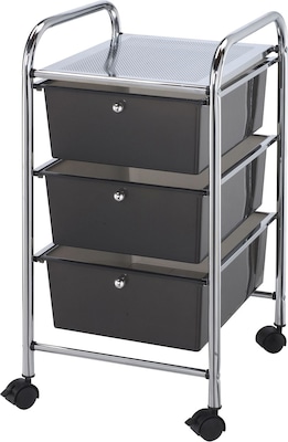 Blue Hills Studio Storage Cart W/3 Drawers, Smoke, 13 x 26 x 15.5