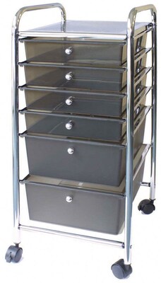 Advantus® Cropper Hopper Home Center Rolling Cart, 6 Drawer, Smoke