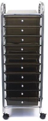 Advantus® Cropper Hopper Home Center Rolling Cart, 10 Drawer, Smoke