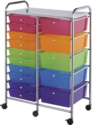 Blue Hills Studio Multi Color Double Storage Cart, W/15 Drawers