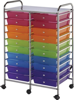 Blue Hills Studio Multi Color Double Storage Cart, W/20 Drawers