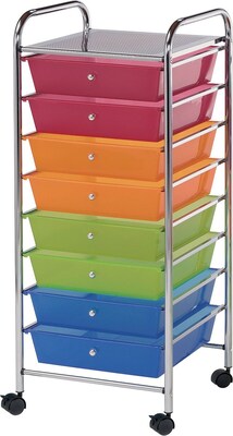 Blue Hills Studio Storage Cart U8 Drawers, Multi, 16.5 x 39.5 x 14.5