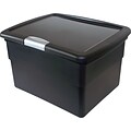 Plastic Hinged File Box with Lid, Black