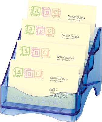 Officemate® Blue Glacier Desk Accessories, 4-Tier Business Card Holder