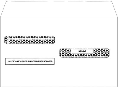 TOPS Self Seal W-2 Tax Envelope, 24 lb., 11/16 x 3-7/8 Windows, White, 5 5/8 x 9, 100/Pack