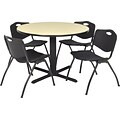 Regency® 42 Round Table Set with 4 Chairs, Maple/Black