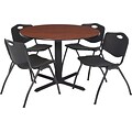 Regency® 36 Round Table Set with 4 Chairs, Cherry/Black