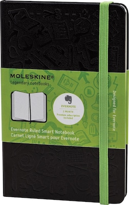 Moleskine Evernote Smart Notebooks 1-Subject Professional Notebook, 3.5 x 5.5, College Ruled, 96 Sheets, Black (MM710EVER)