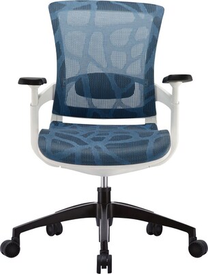 Skate Mesh Ergonomic Mid-Back Chair, Adjustable Arms, Blue