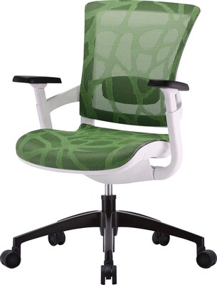 Skate Herbal Green Mesh Ergonomic Chair w/ White Frame