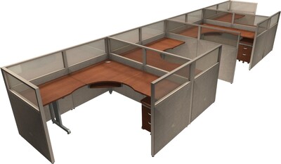 OFM® RiZe™ 47x72 Quad Workstation, Gray/Cherry